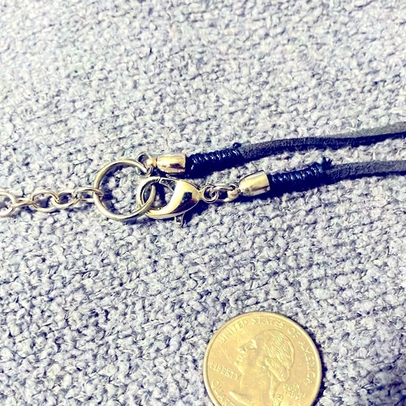 Midnight blue - Boho ceramic bead and leather necklace. - Picture 5 of 5